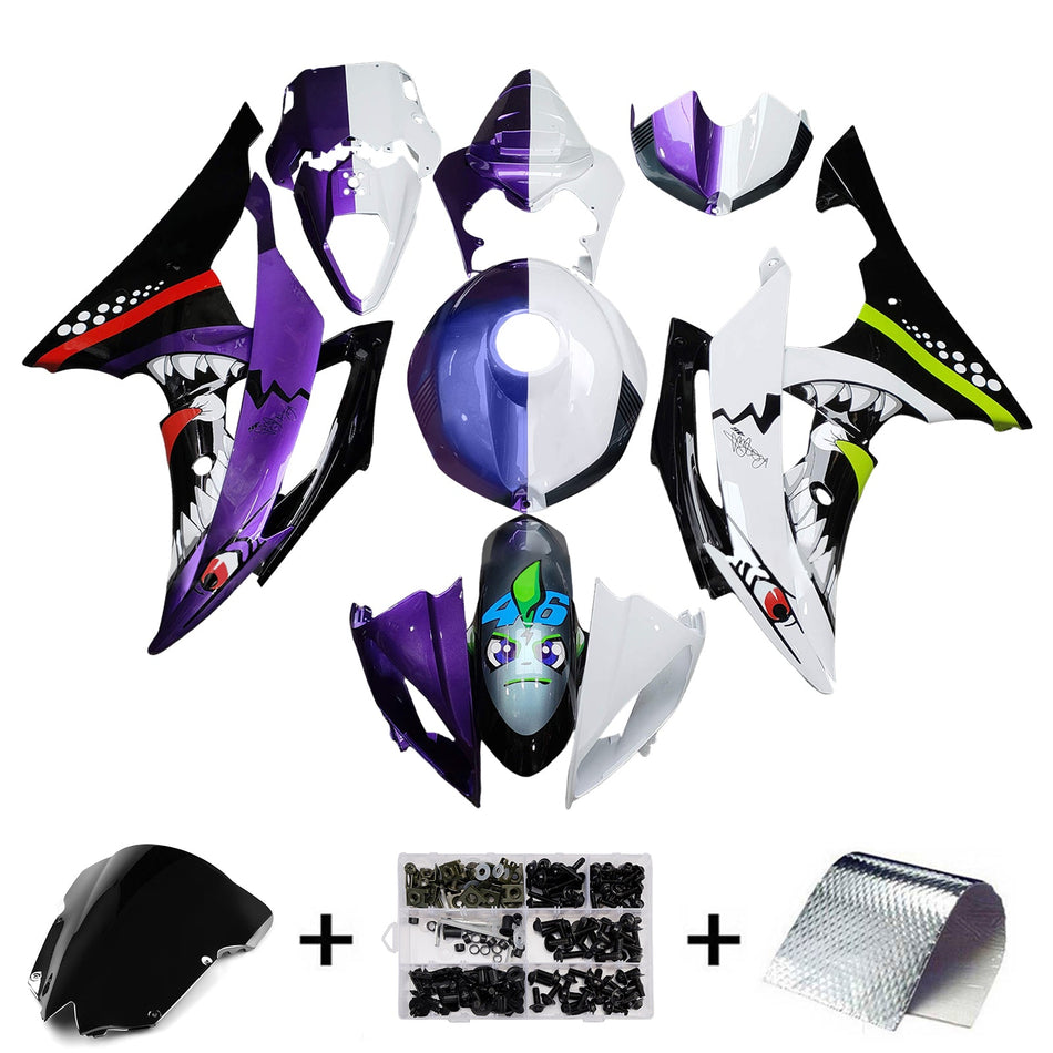 インジェクションフェアリングキット ボディワーク プラスチック ABS ヤマハ YZFR6 YZF-R6 2008-2016用