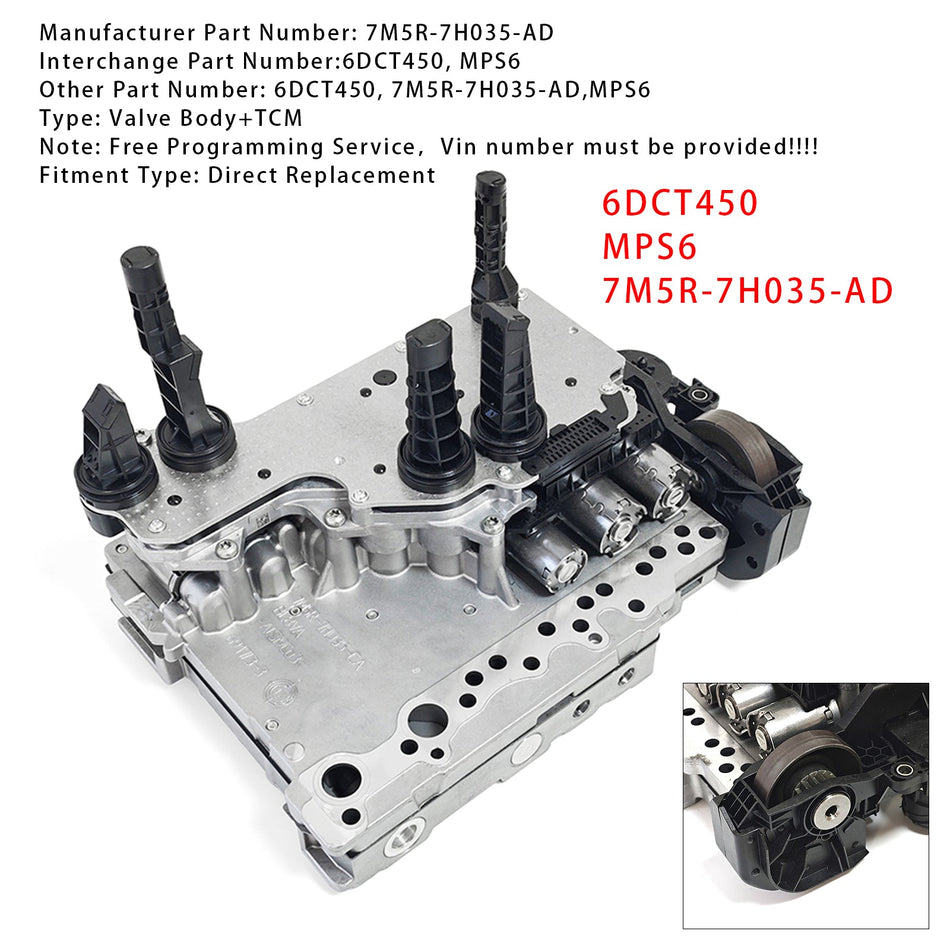 2007-2010 クライスラー セブリング 2.0L 2.2L トランスミッション メカトロニック バルブボディ+TCM 6DCT450 MPS6 7M5R-7H035-AD