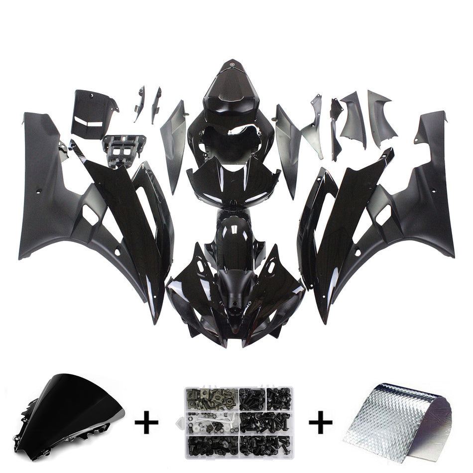 2006-2007 ヤマハ YZF-R6 フェアリング コントラスト ブラック R6 レーシング ジェネリック