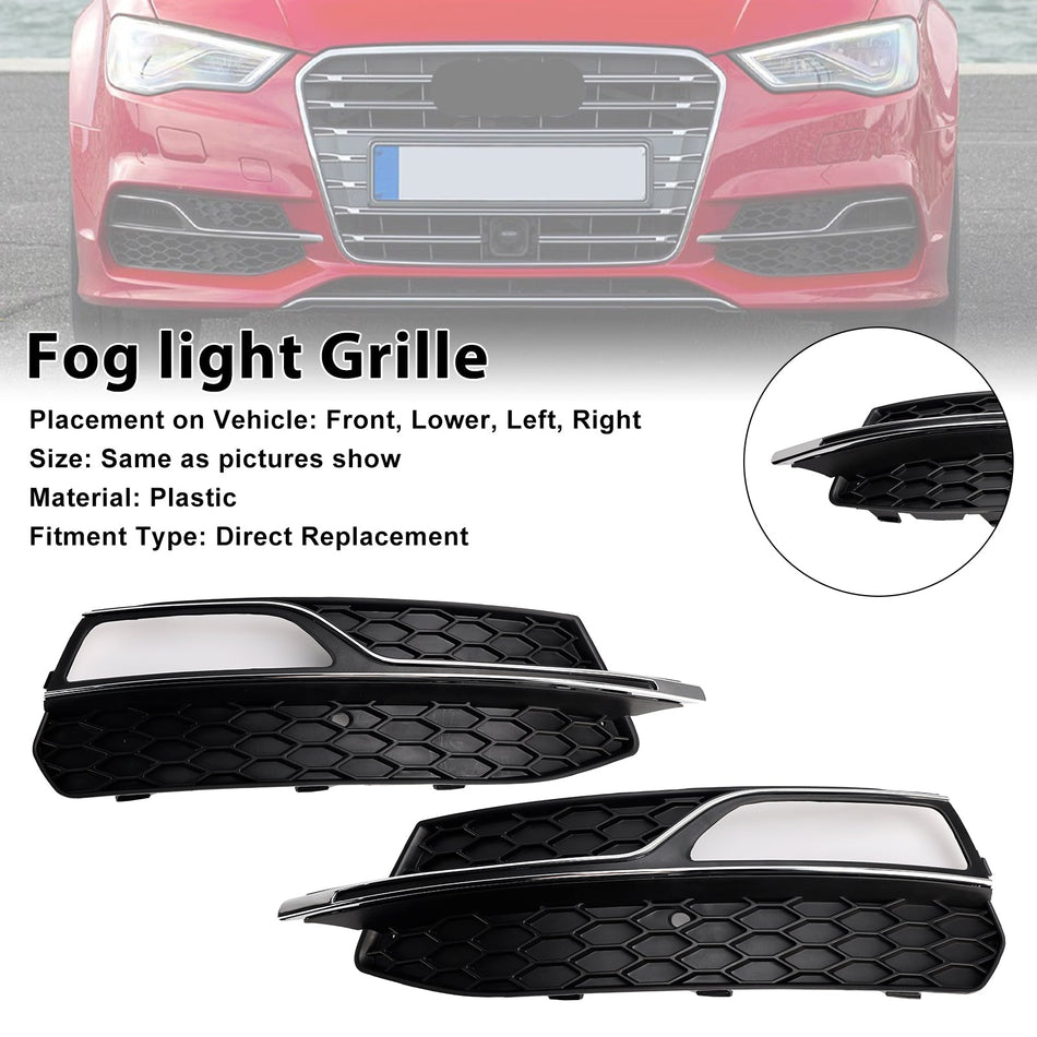 2013-2016 AUDI A3 S-Line S3 フロントロアバンパー フォグランプカバーグリル