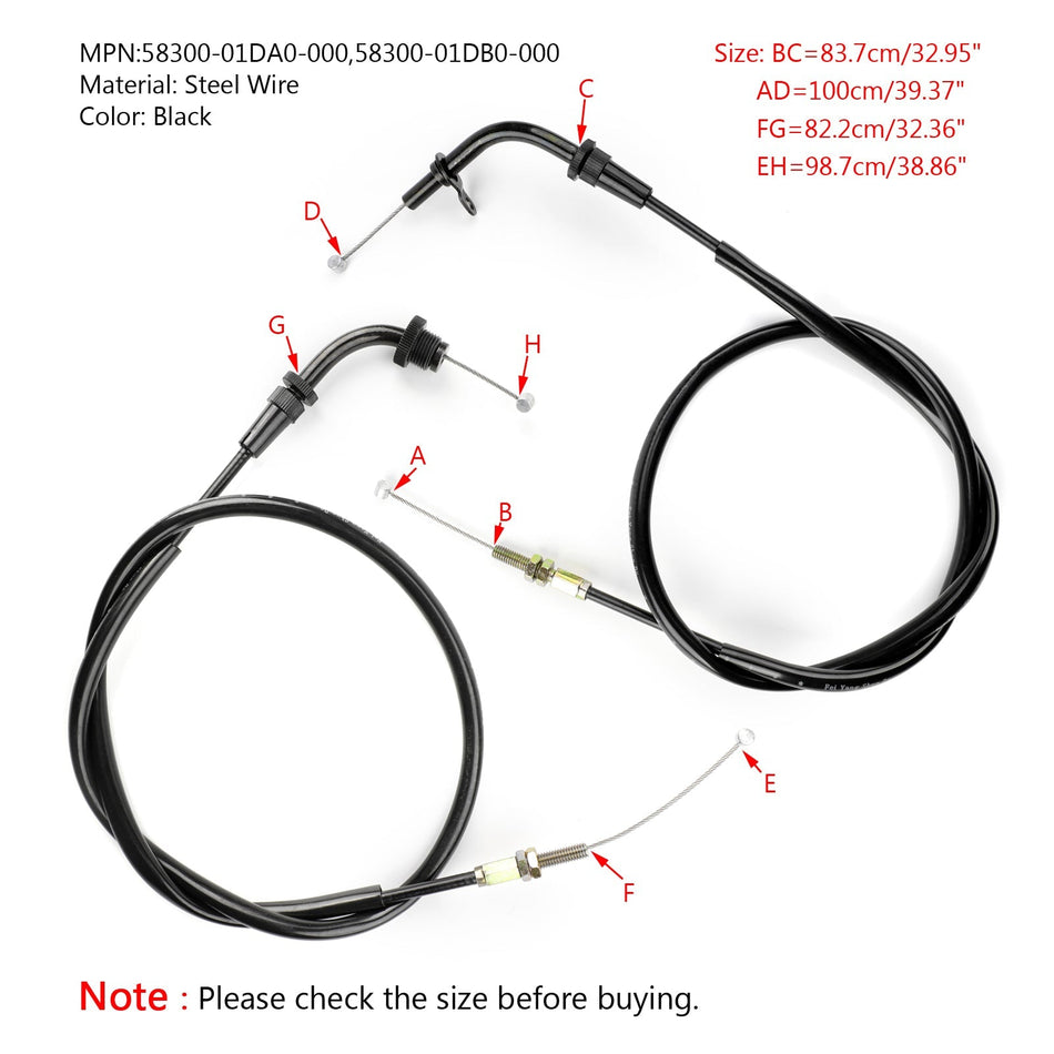 オートバイスロットルケーブル スズキ 58300-01DA0-000 GS500 GS500F 2001-2009 汎用