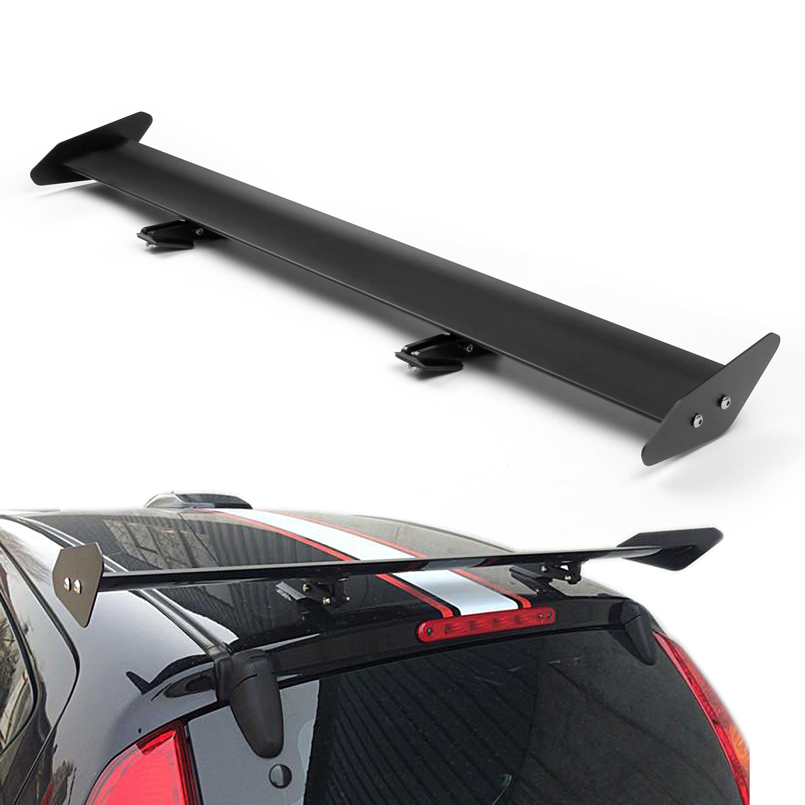 Universal Hatch Adjustable Aluminum GT Rear Trunk Wing Racing Spoiler Black 13#