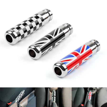 Mini Cooper Union Jack UK Flag Checkered Handle Hand Brake Emergency Cover Trim