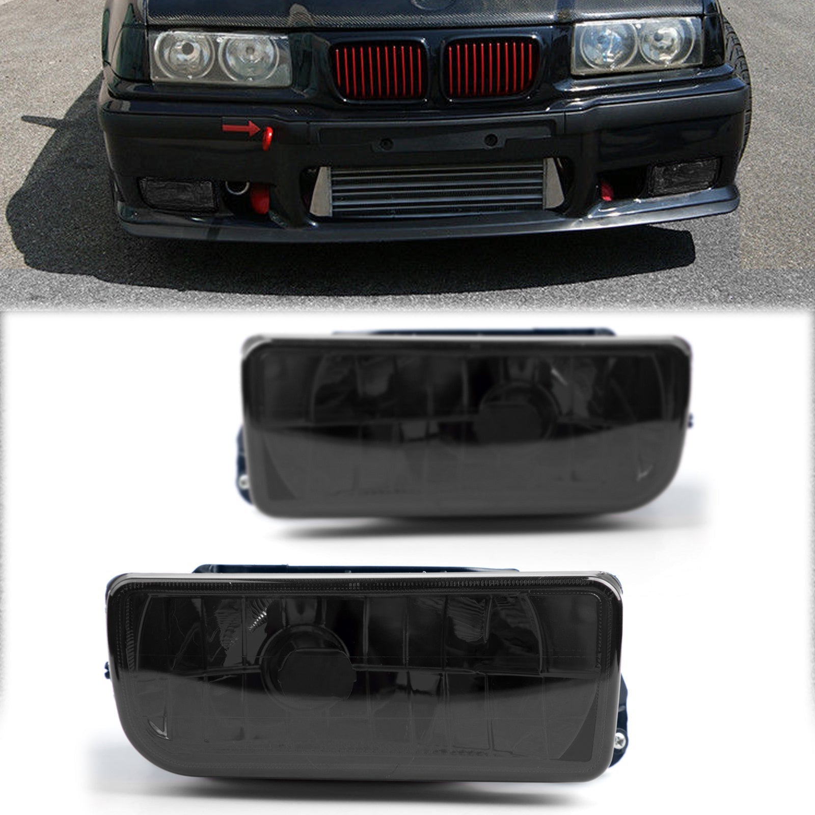 For BMW 92-1998 E36 3 Series 2/4D Replacement Fog Lights Lamps Crystal Lens R&L