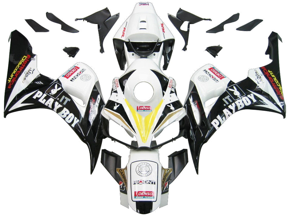 2006-2007 ホンダ CBR 1000 RR ホワイト &amp; ブラック プレイボーイ レーシング フェアリング ジェネリック