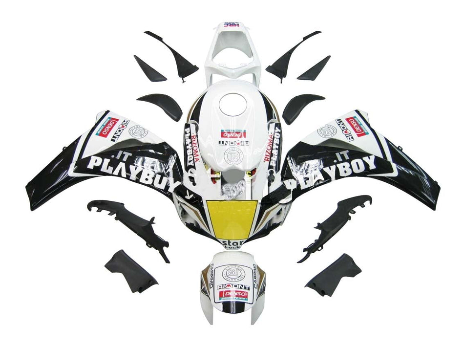 フェアリング 2008-2011 ホンダ CBR 1000 RR ブラック ホワイト プレイボーイ レーシング ジェネリック