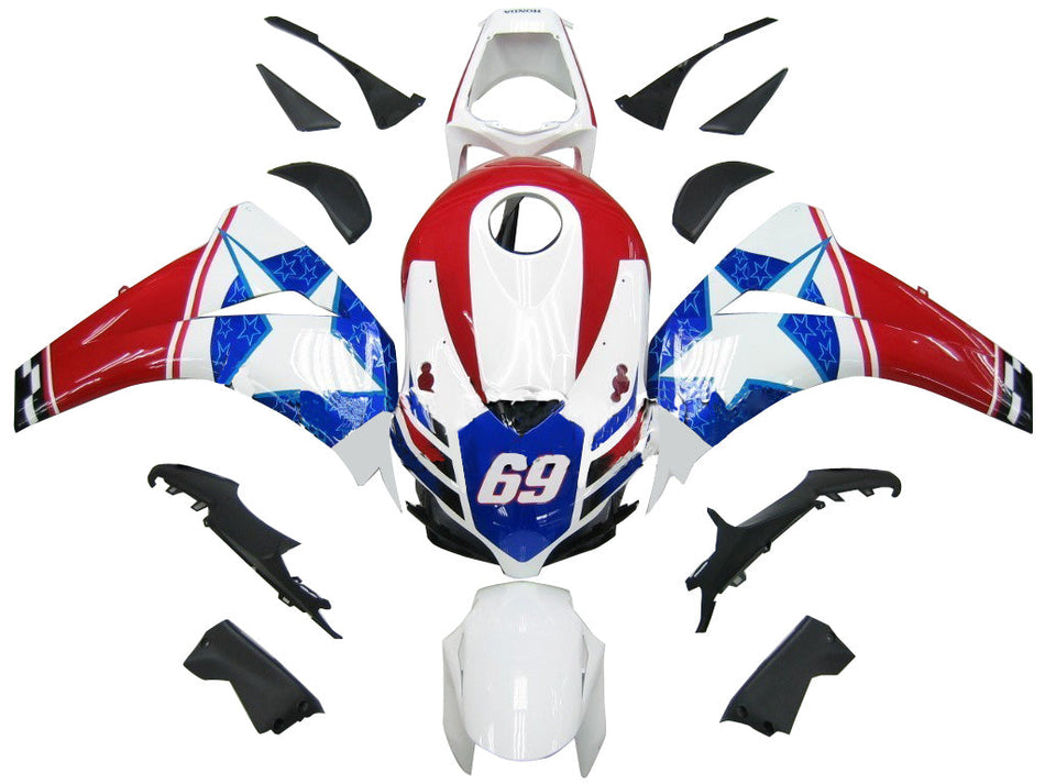 フェアリング 2008-2011 ホンダ CBR 1000 RR レッド ホワイト ブルー スター レーシング ジェネリック