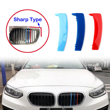 3PCS Kidney Grille M Tech Tricolor Cover Stripe Clips For 2004-2011 BMW E87