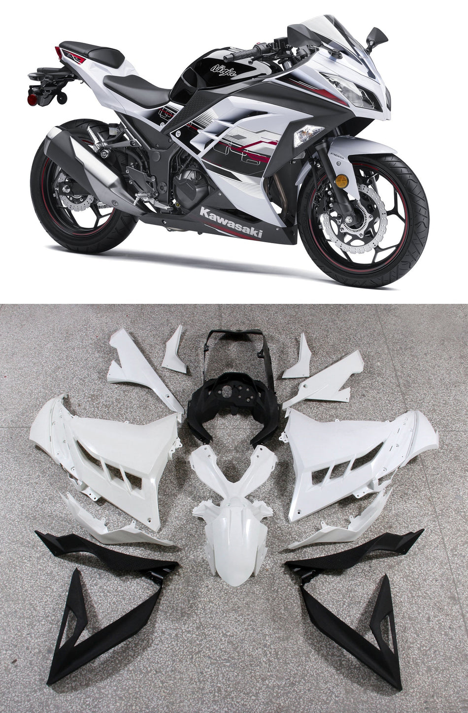 2013-2024 カワサキ EX300/Ninja300 インジェクションフェアリングキット ボディワーク プラスチック ABS