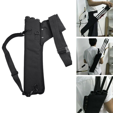 Archery Arrow Quiver Holder 3 Tube Back Waist Shoulder Strap Bag Pouch Hunting