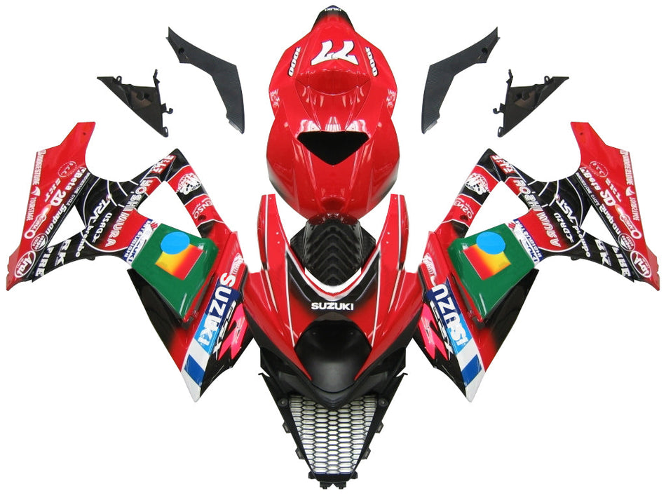 2007-2008 スズキ GSXR 1000 レッド ブラック No.77 GSXR レーシングフェアリング ジェネリック