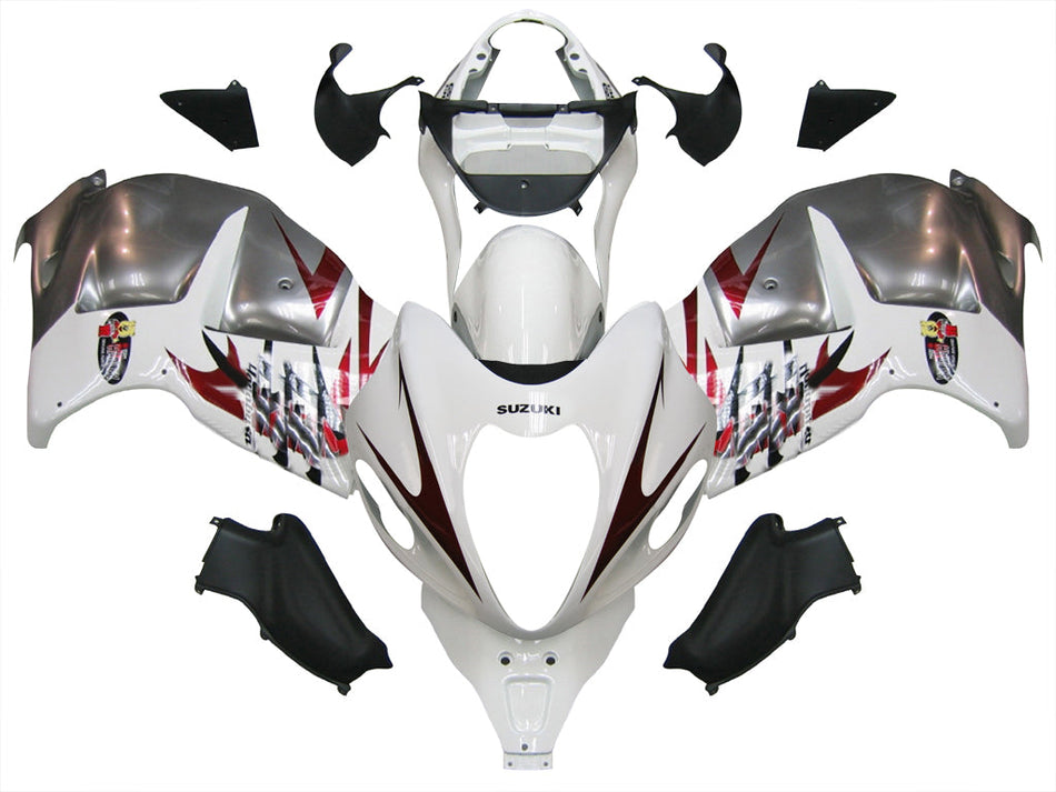 1999-2007 スズキ GSX1300 ハヤブサ ホワイト &amp; シルバー ハヤブサ レーシング フェアリング ジェネリック