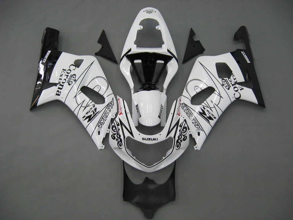 For GSXR600 2001-2003 Bodywork Fairing White ABS Injection Molded Plastics Set