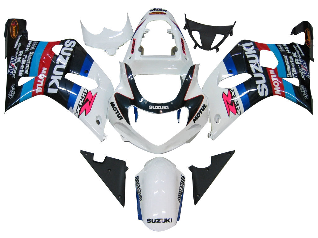 For GSXR600 2001-2003 Bodywork Fairing White ABS Injection Molded Plastics Set