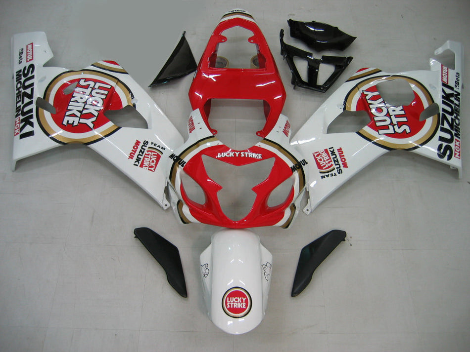 2004-2005 スズキ GSXR 600 750 Amotopart フェアリング ホワイト &amp; レッド ラッキーストライクレーシング