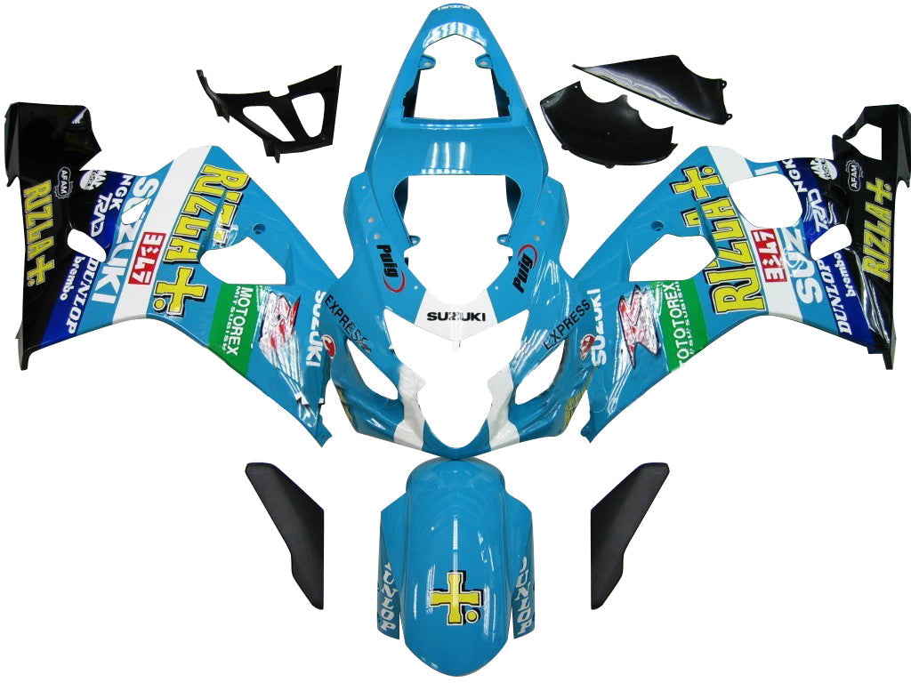 For GSXR 600/750 2004-2005 Bodywork Fairing Blue Rizla ABS Injection Molded Plastics Set