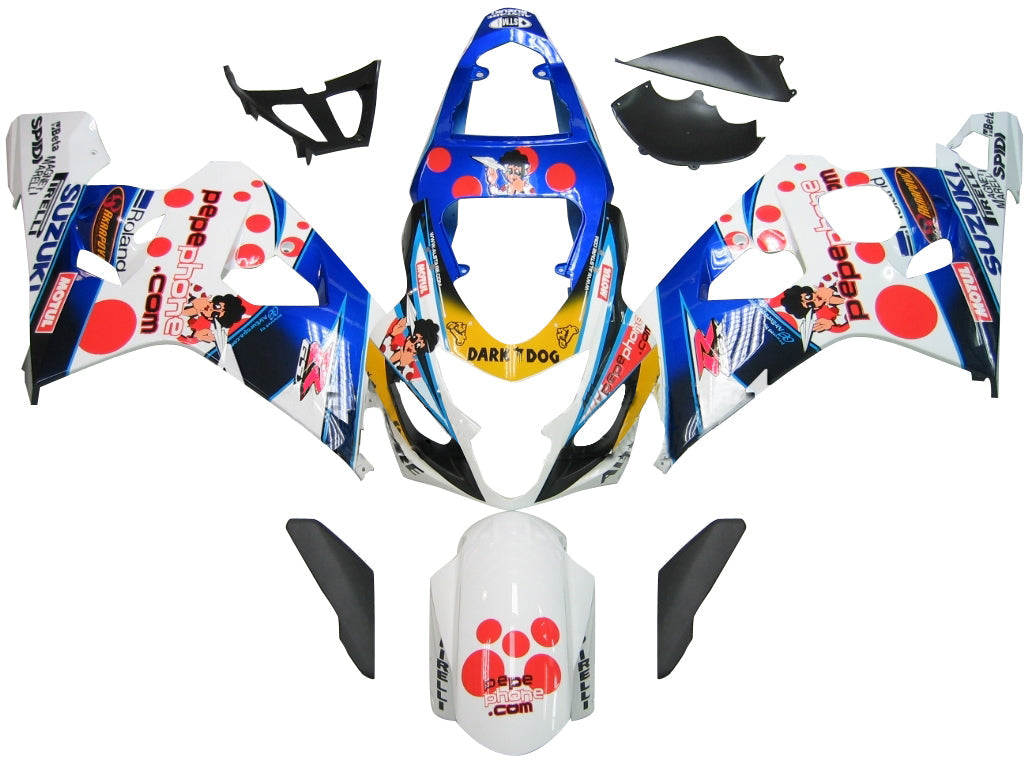 For GSXR 600/750 2004-2005 Bodywork Fairing Blue Rizla ABS Injection Molded Plastics Set