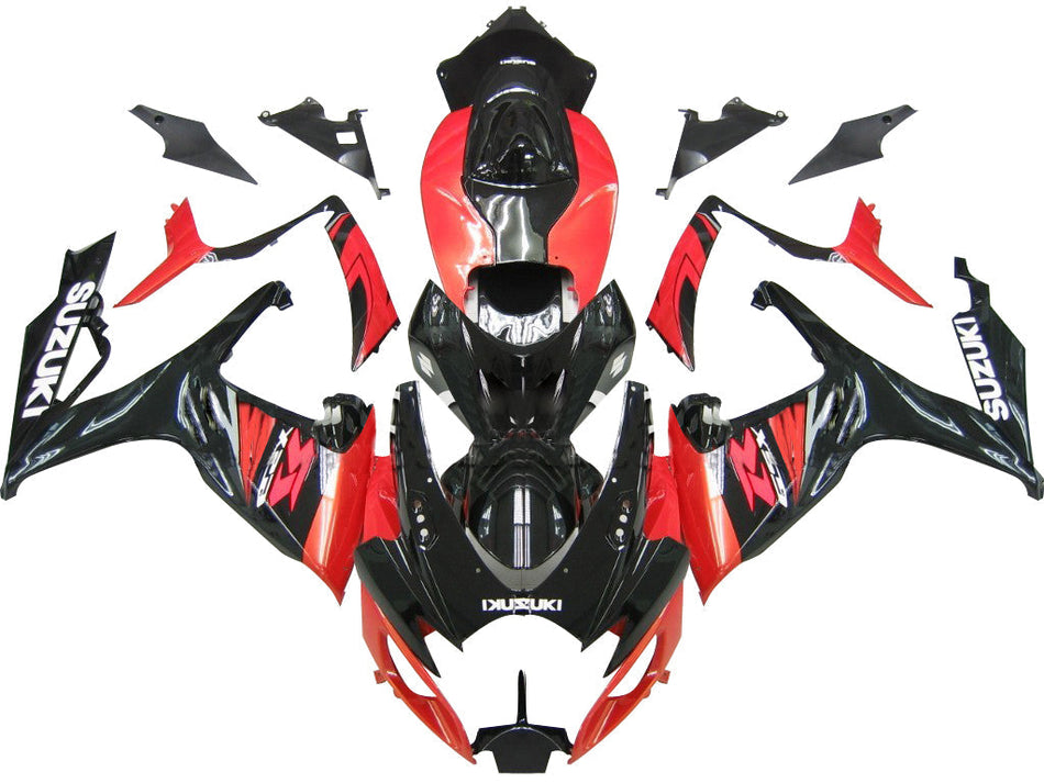 2006-2007 スズキ GSXR 600 750 ブラック &amp; レッド GSXR レーシングフェアリング ジェネリック