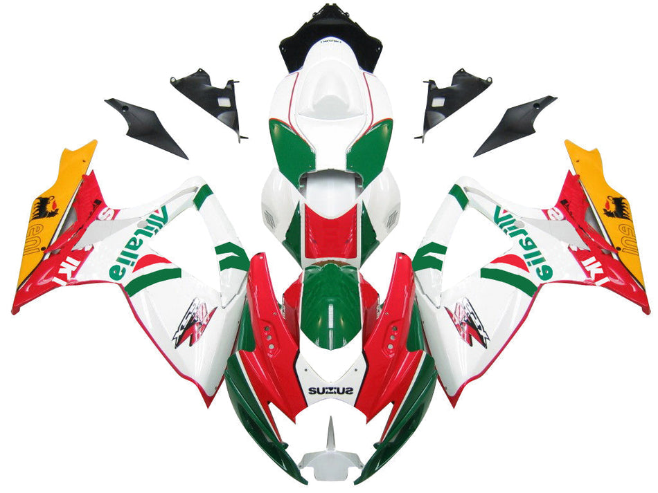 2006-2007 スズキ GSXR 600 750 ホワイト レッド グリーン アリタリア レーシング フェアリング ジェネリック