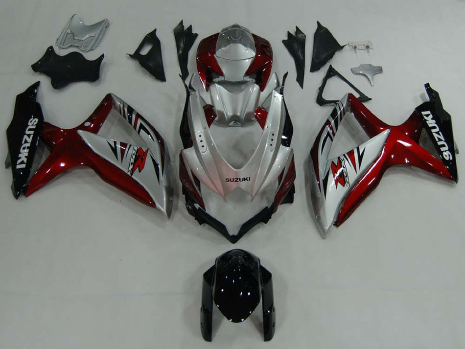 2008-2010 スズキ GSXR 600 750 シルバー レッド GSXR レーシングフェアリング ジェネリック