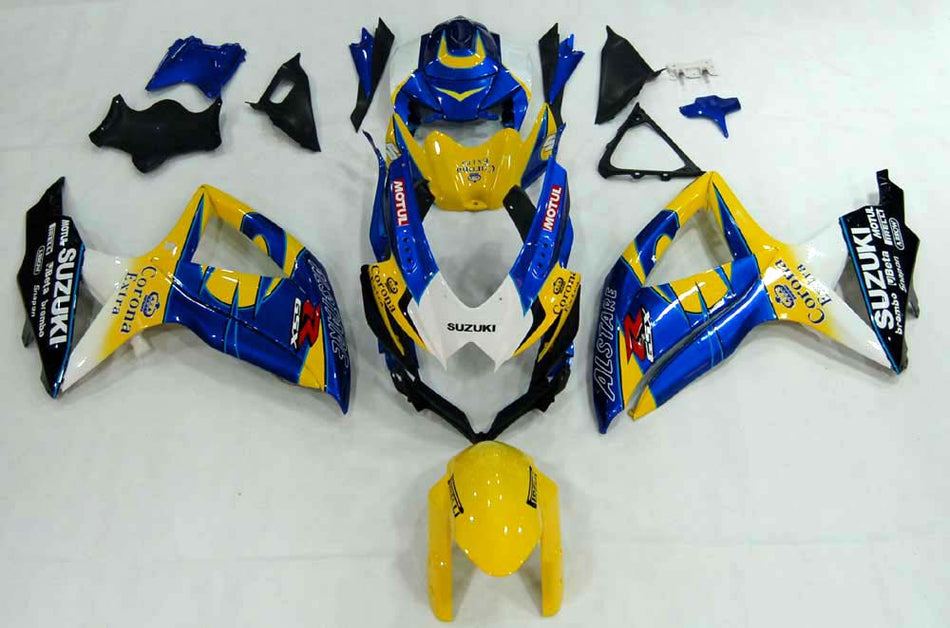 2008-2010 GSXR 600/750 イエロー ボディワークフェアリング ABS 射出成形プラスチックセット ジェネリック