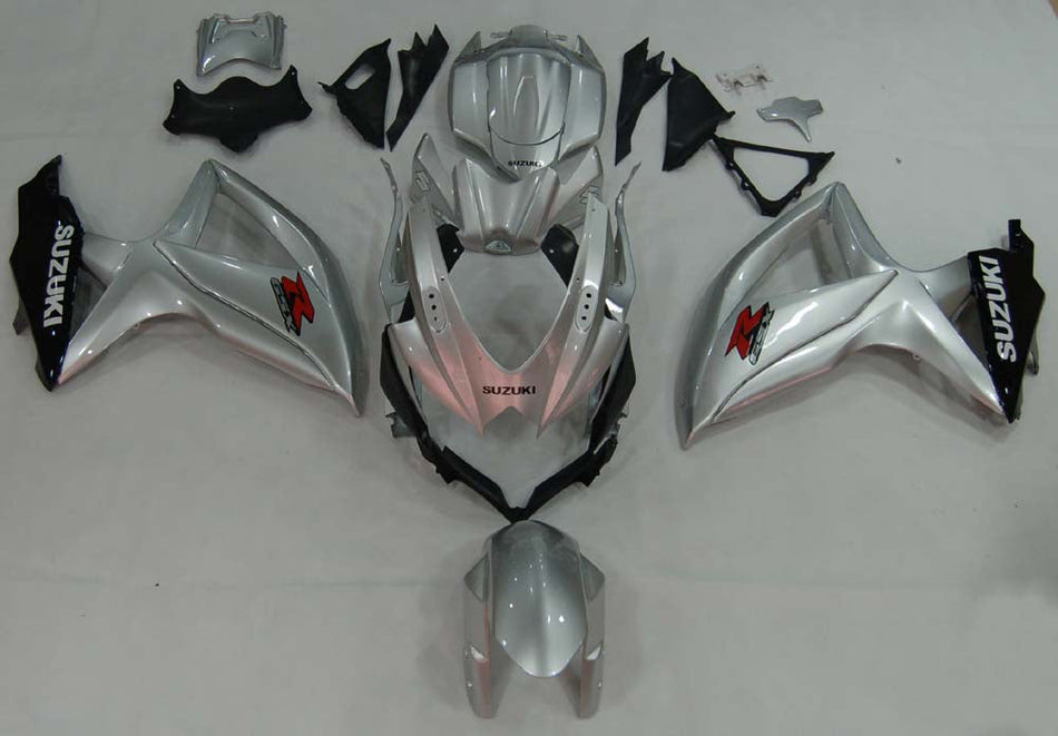 For GSXR 600/750 2008-2009 Bodywork Fairing Silver ABS Injection Molded Plastics Set