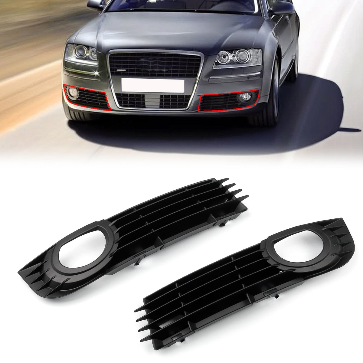 Front Lower Fog Light Bumper Grill For Audi A8 Quattro 4.2L 6.0L (06-08)