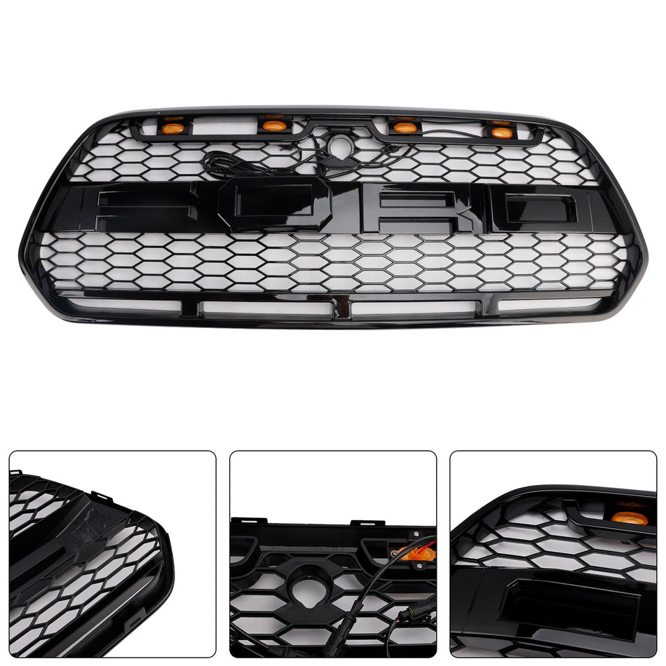 2015-2018 フォード トランジット MK8 ラプター LED グロスブラック フロントバンパーグリル