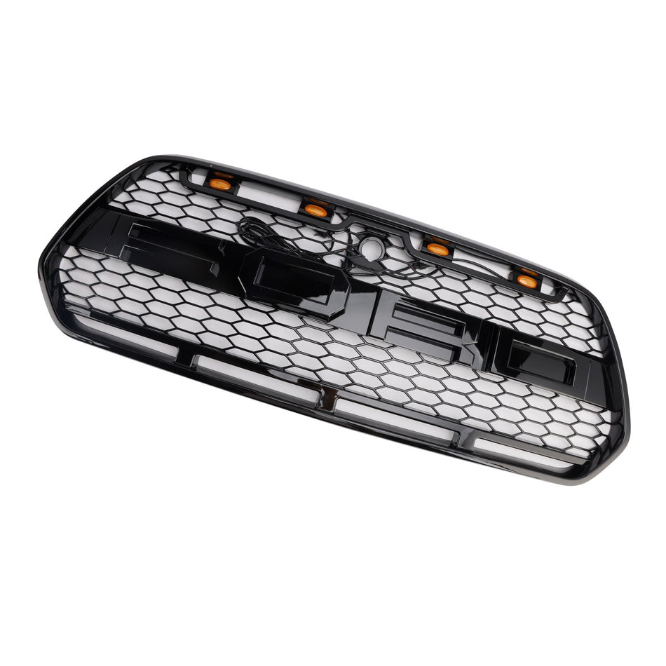 2015-2018 フォード トランジット MK8 ラプター LED グロスブラック フロントバンパーグリル