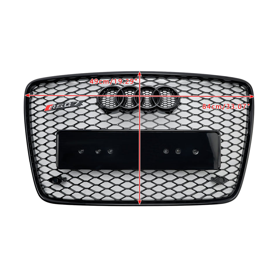 2005-2015 アウディ Q7 グロスブラック フロントバンパー ラジエーターベント メッシュグリル グリル