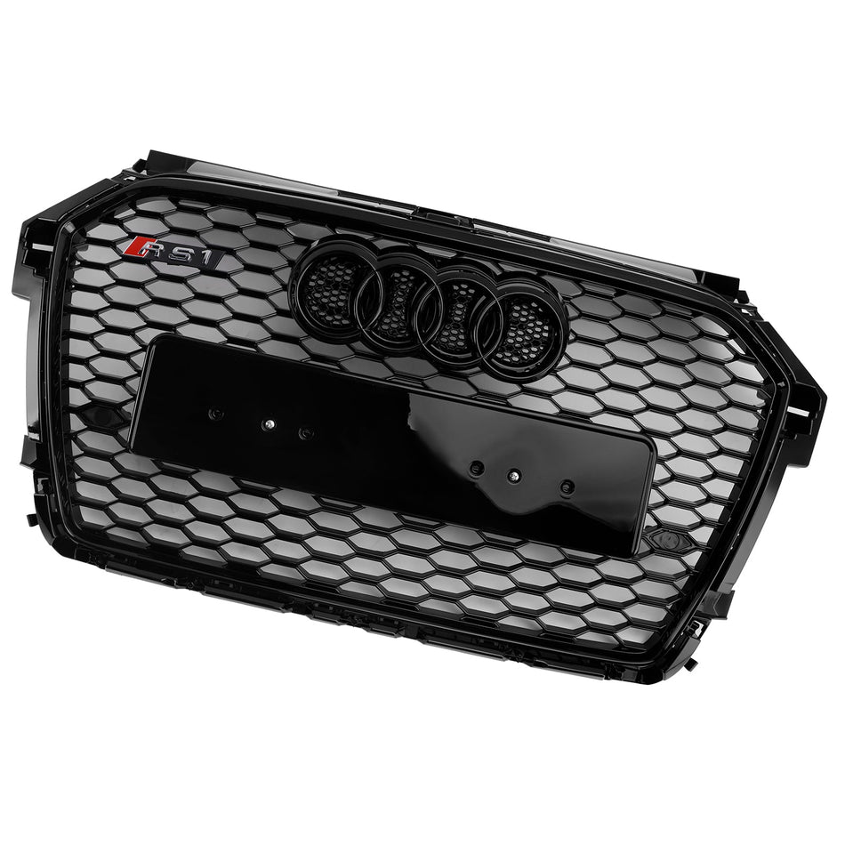 2016-2019 アウディ A1 S1 8X フェイスリフト RS スタイル ハニカム バンパー グリル ブラック