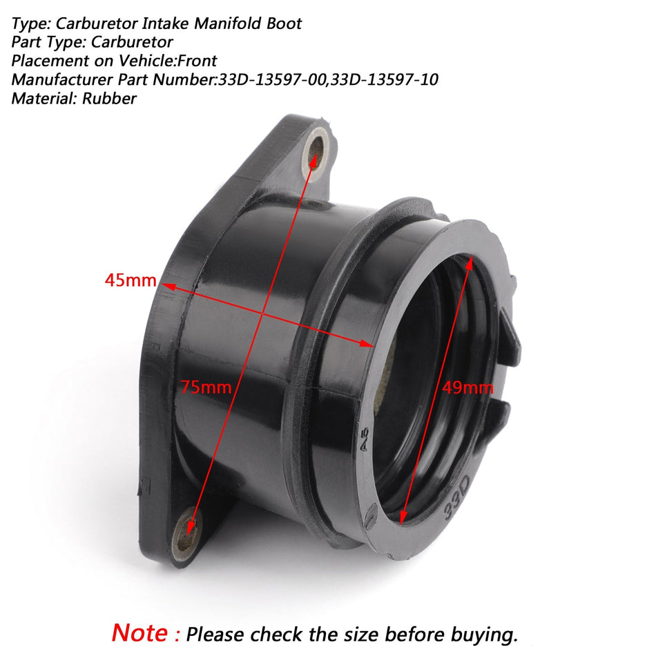 ヤマハ YZ450F 10-17 WR450F 2016 汎用用ゴム製スロットルボディ吸気マニホールドブーツ