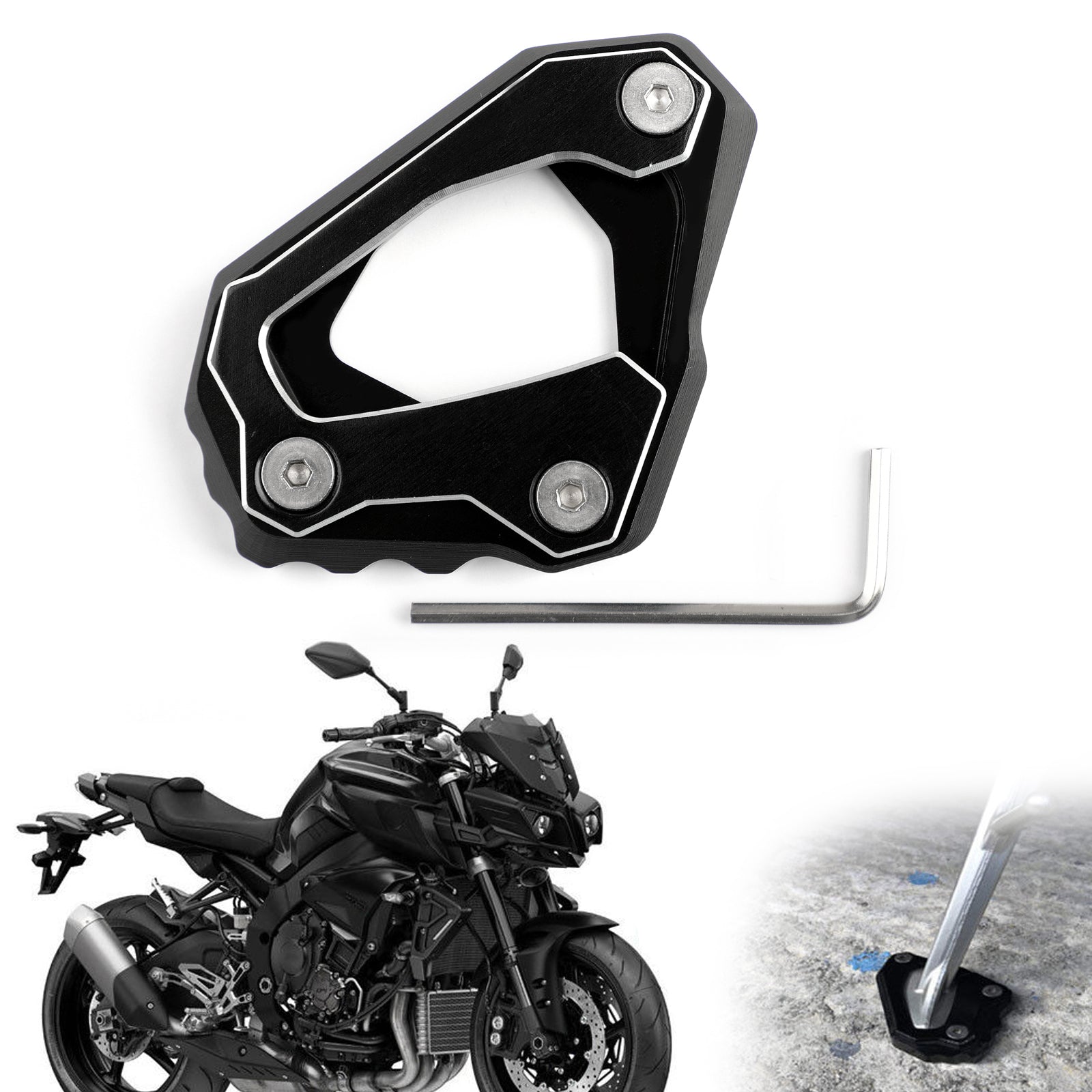 Kickstand Side stand pad plate CNC Aluminum GRY For YAMAHA MT-1/FZ-1 216-218