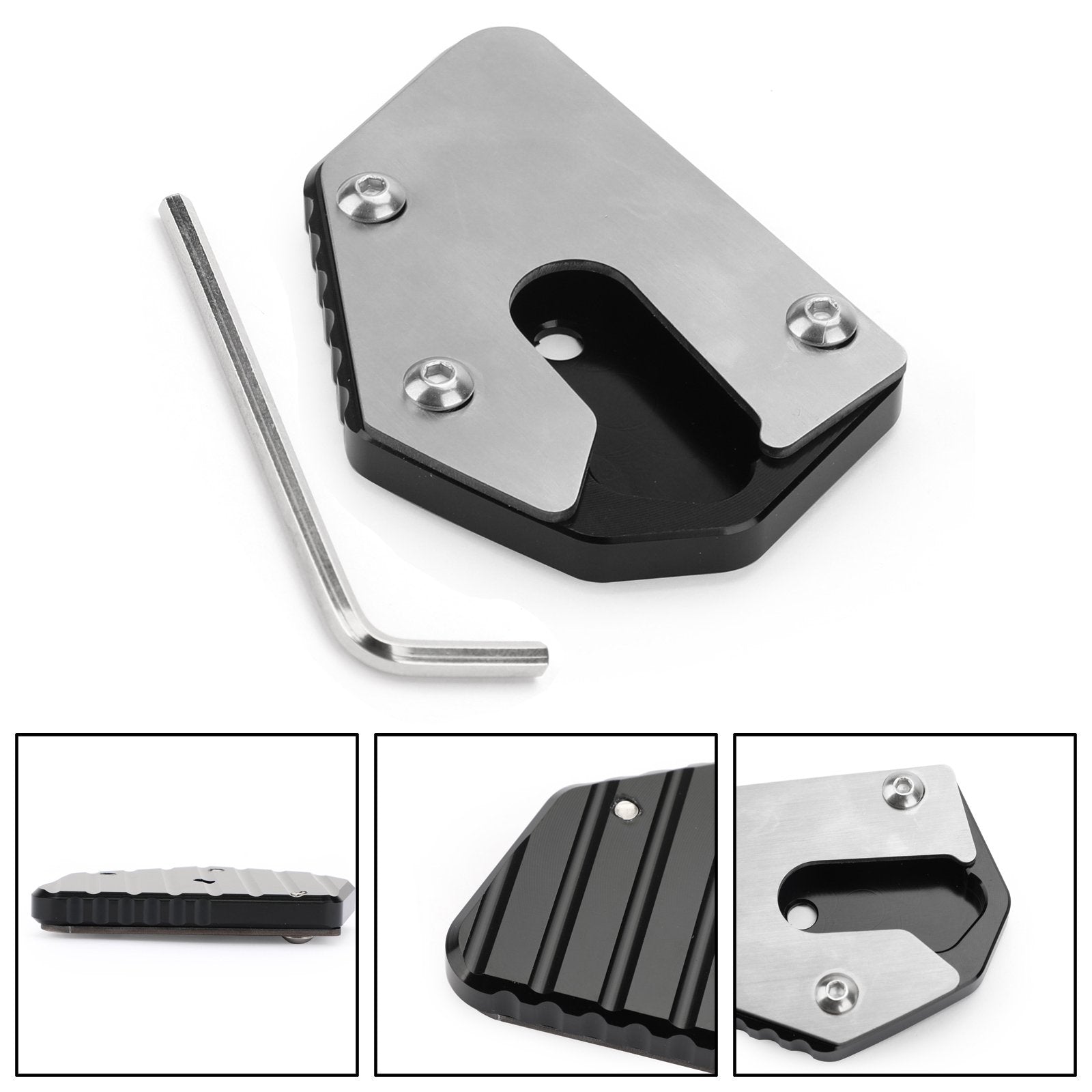 CNC Kickstand Side Stand Plate Extension Pad For SUZUKI DL650 V-STROM 650 12-19