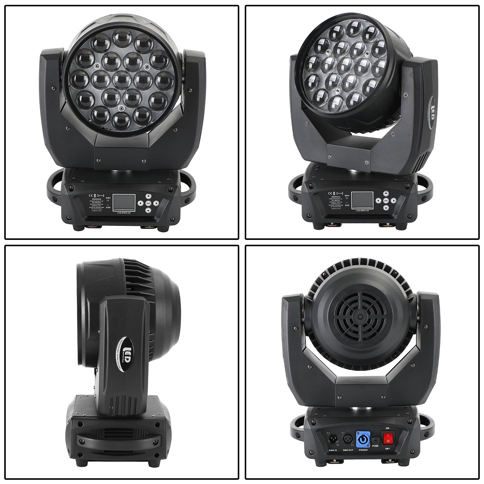舞台照明 高輝度 19x15W LED RGBW ムービングライト 4in1 DMX 0-100