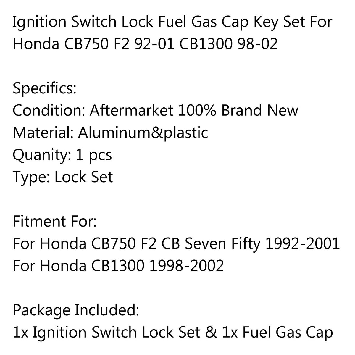 Ignition Switch Lock Fuel Gas Cap Key Set For Honda CB75 F2 92-1 CB13 98-2