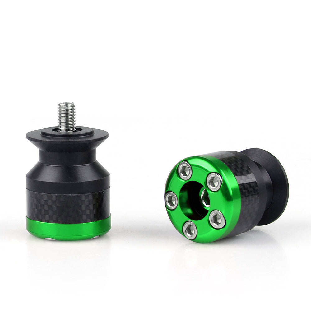 Universal Motorcycle CNC Carbon Fiber 8mm Swingarm Sliders Spools Green