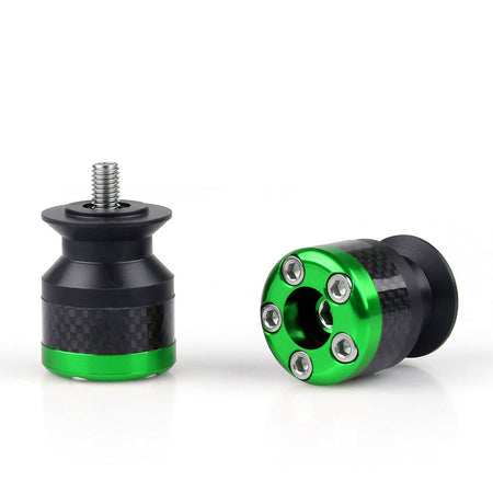 Universal Motorcycle CNC Carbon Fiber 8mm Swingarm Sliders Spools Green