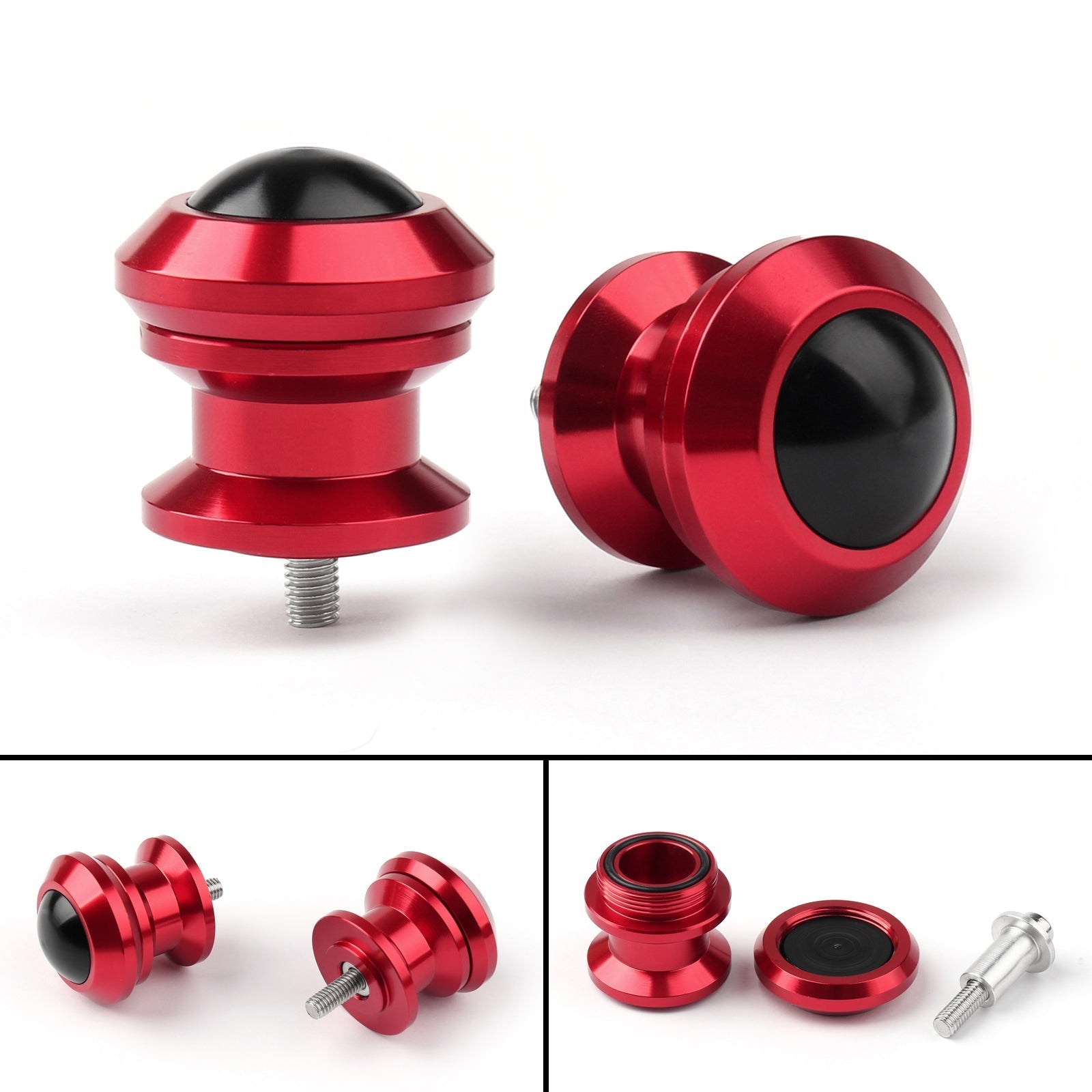 Pair 6mm Swingarm Sliders Spools For Yamaha MT1 MT9 YZF-R3 R1 MAX 53 Red