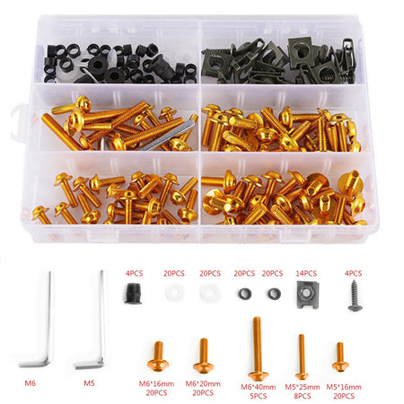 177PCS Motorcycle Sportbike Windscreen Fairing Bolts Kit Fastener Clips Screws