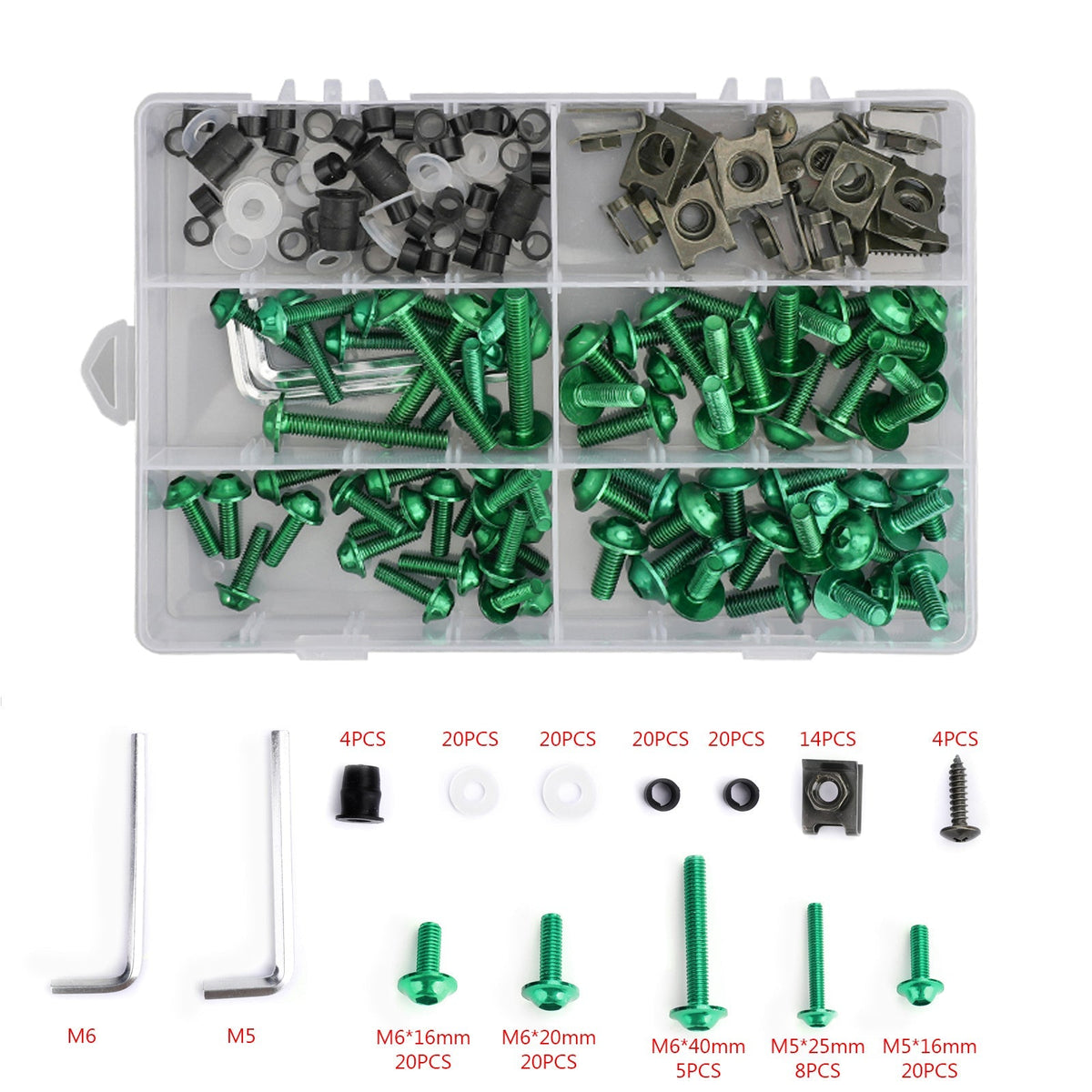 177PCS Motorcycle Sportbike Windscreen Fairing Bolts Kit Fastener Clips Screws