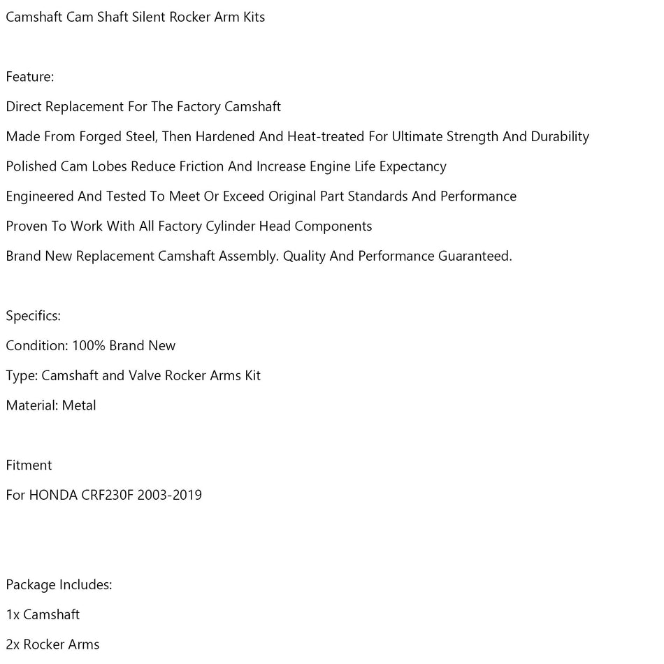 ホンダ CRF230F 2003-2019 カムシャフト カムシャフト サイレント ロッカーアーム キット