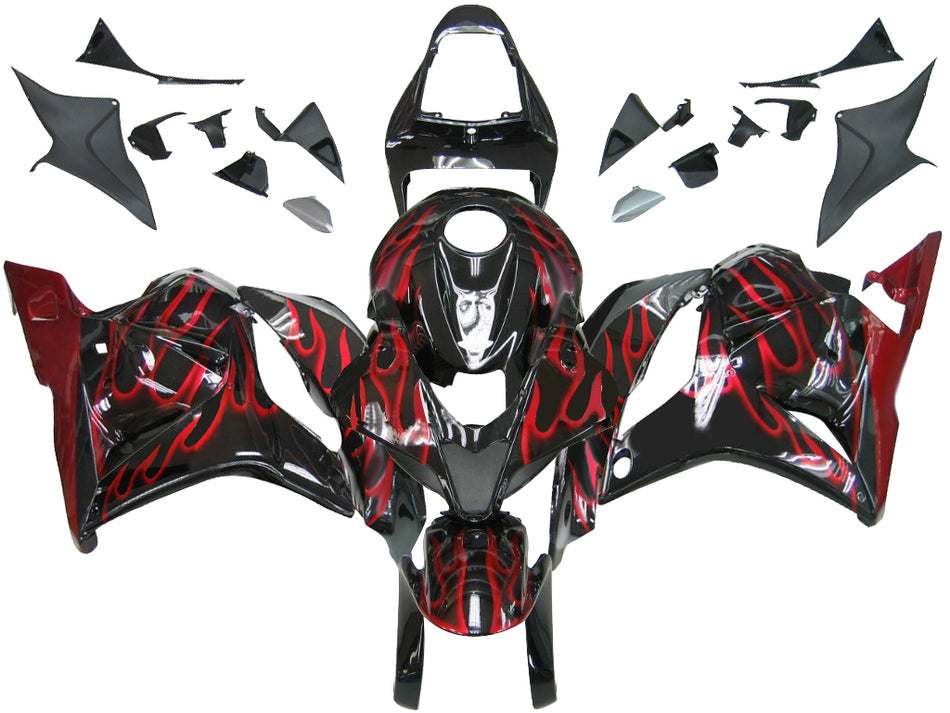 2009-2012 ホンダ CBR 600 RR ブラック &レッド フレイム レーシング フェアリング ジェネリック