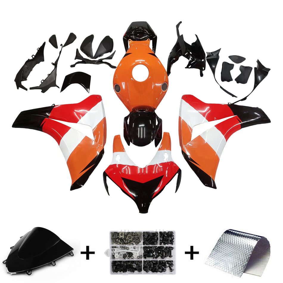 フェアリング 2008-2011 ホンダ CBR 1000 RR ブラック オレンジ レプソル レーシング ジェネリック