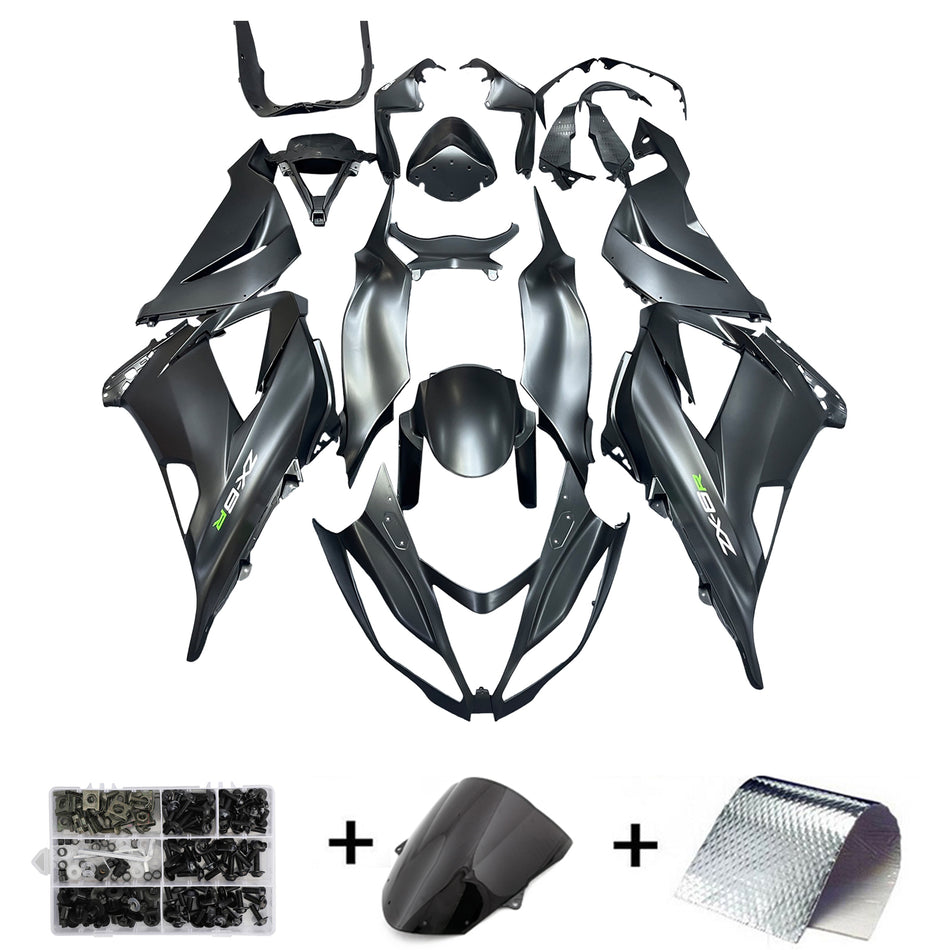 2013-2018 カワサキ ZX6R フェアリング マットブラック ボルトインジェクションプラスチックキット付き