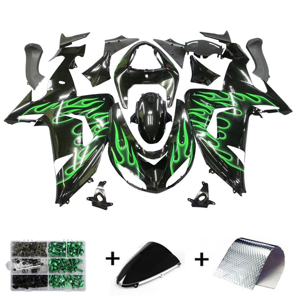 2006-2007 カワサキ ZX10R グリーン フレイムス フェアリング キット