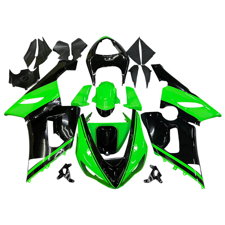 2005-2006 カワサキ ZX6R 636 フェアリング グリーン ブラック カワサキ レーシング ジェネリック