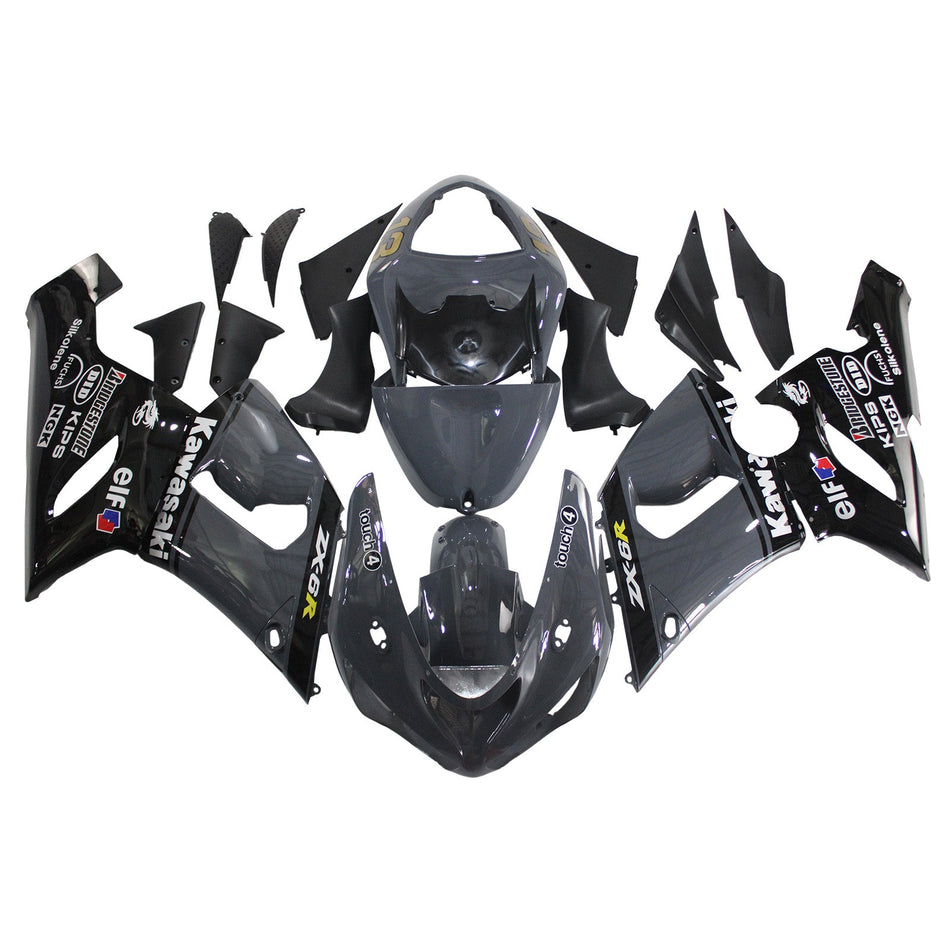2005-2006 カワサキ ZX6R 636 Amotopart インジェクションフェアリングキット ボディワーク プラスチック ABS #133
