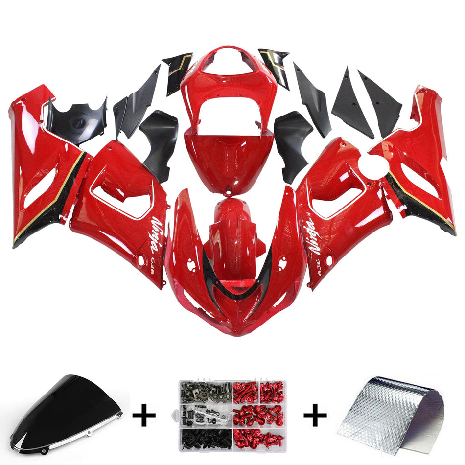 2005-2006 カワサキ ZX6R 636 Amotopart インジェクションフェアリングキット ボディワーク プラスチック ABS #136