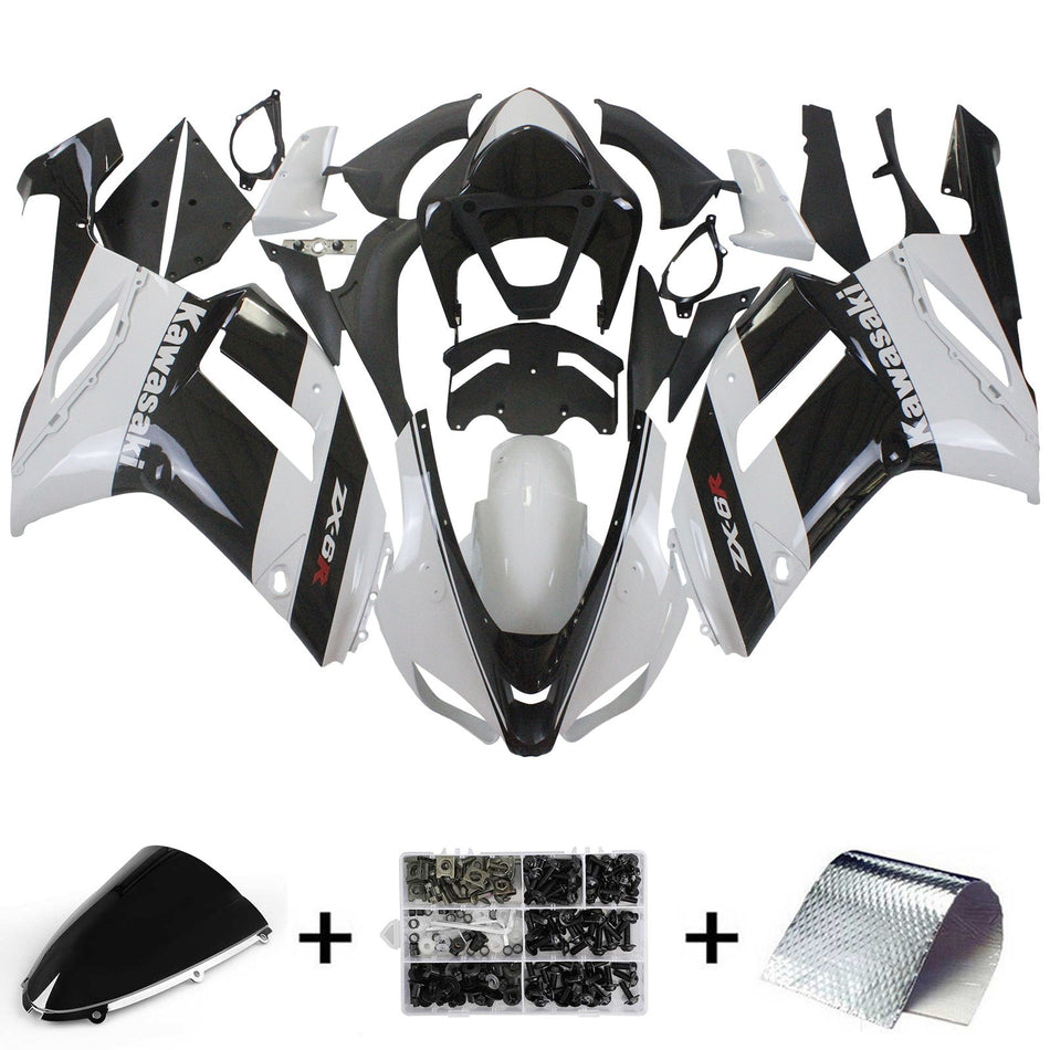 2007-2008 カワサキ ZX6R 636 Amotopart インジェクションフェアリングキット ボディワーク プラスチック ABS #105